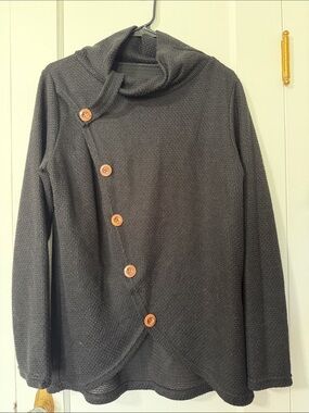 Women’s Asymmetric Button-Up Utility Jacket - Charcoal